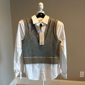 Veronica Beard Serra Mixed Media Vest NWT